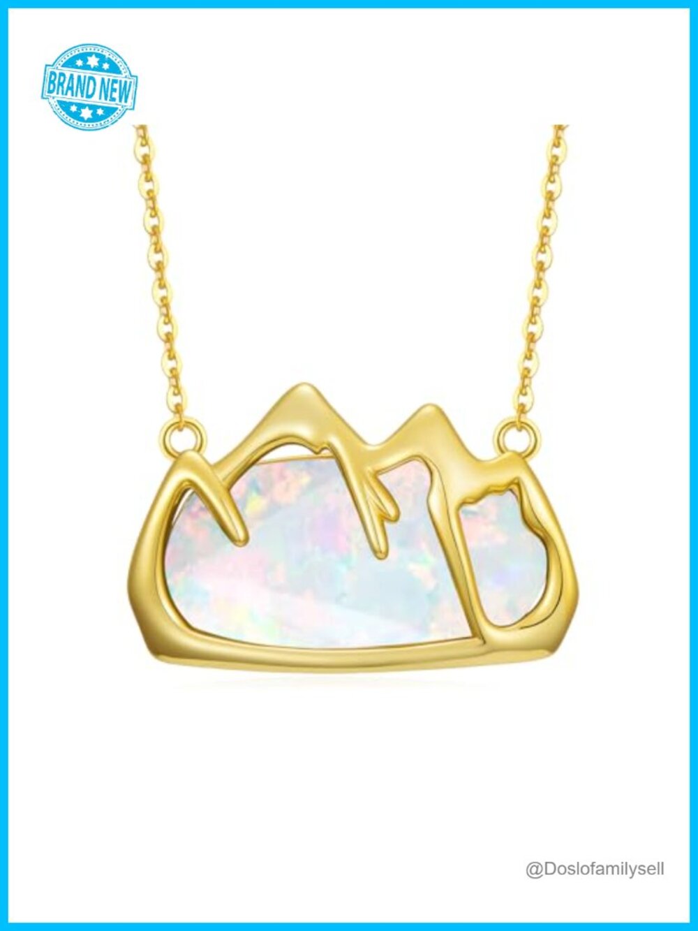 18K Gold Plated Opal Mountain Pendant Necklace Gemstone Fine Jewelry Gift Her